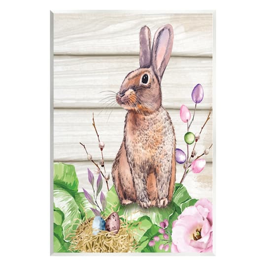 Stupell Industries Spring Flower Garden Country Rabbit Wall Plaque Art